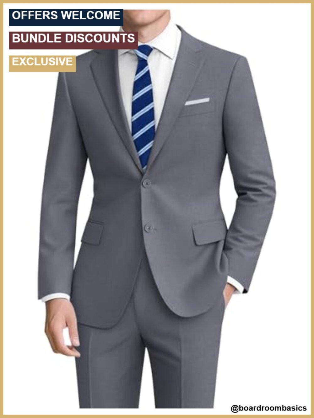Men's 4-Way Stretch Slim Fit Suit 2-Piece with Tie & Bow Tie